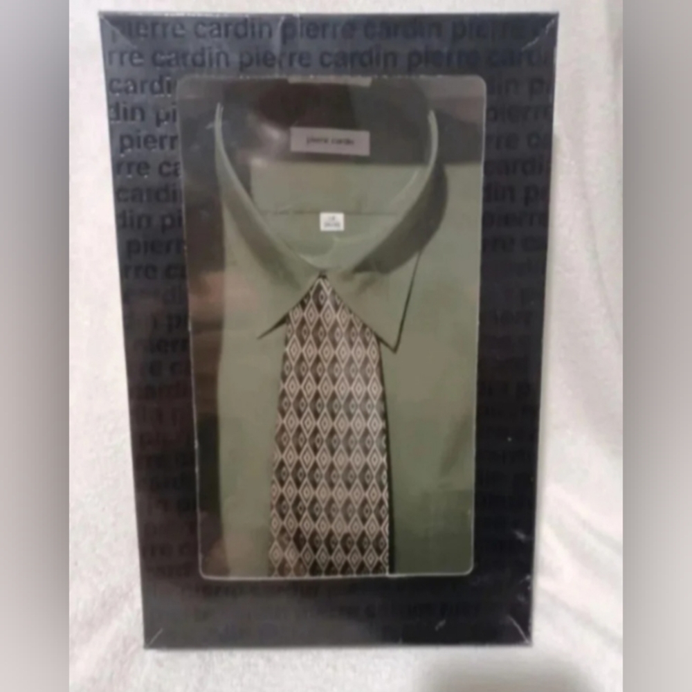 Pierre Cardin Forest Green designer dress shirt & tie set